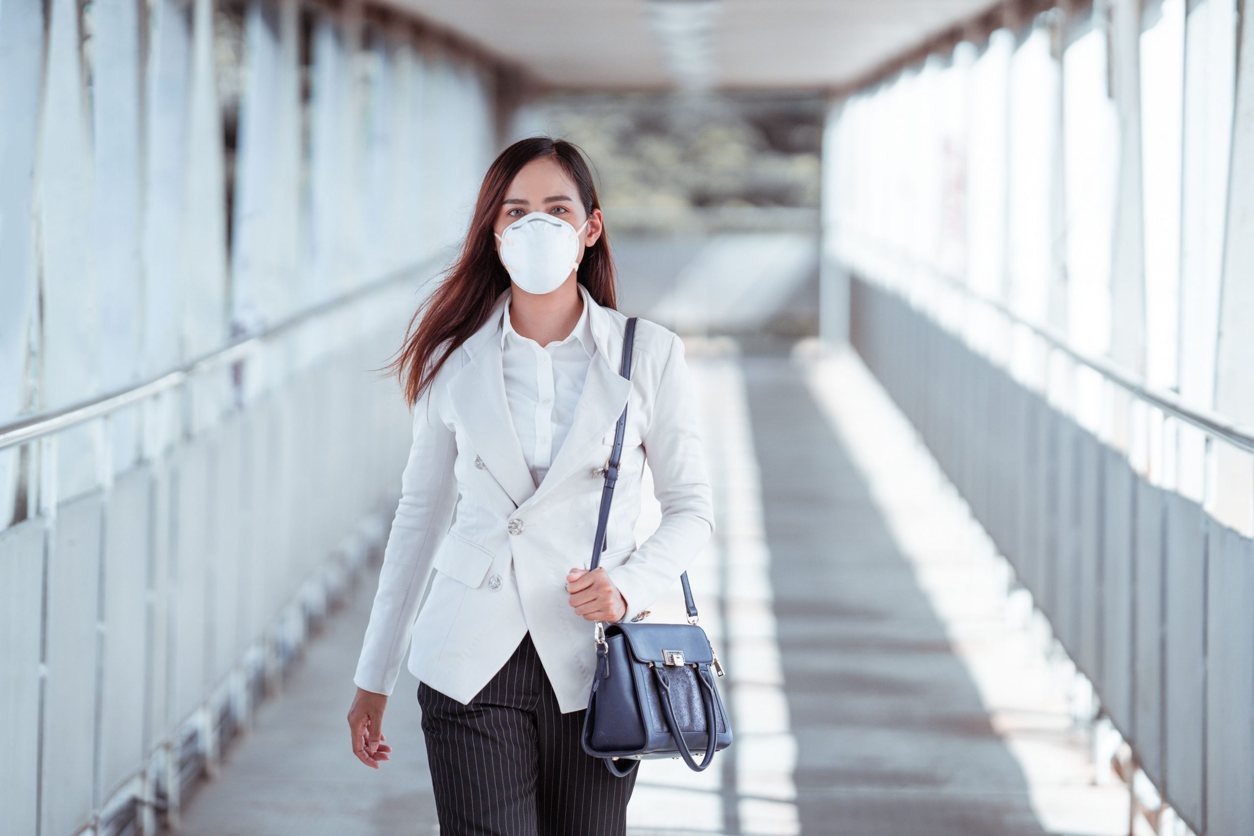 PPE Mask and Women Walking